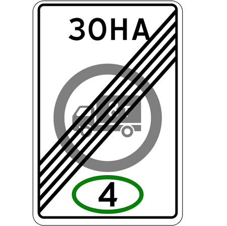 Знак 5.38. Конец зоны с ограничением экологического класса грузовых автомобилей